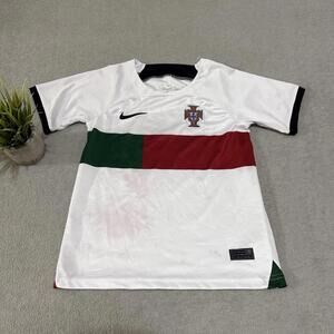 Portugal National Team Away Jersey Nike Dri-Fit White Boys Size 24 Soccer Shirt